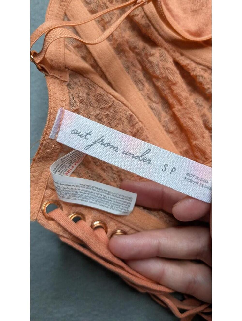 Out From Under Corset Top Womens Small Orange Lace Up Bustier Lined - Picture 6 of 6